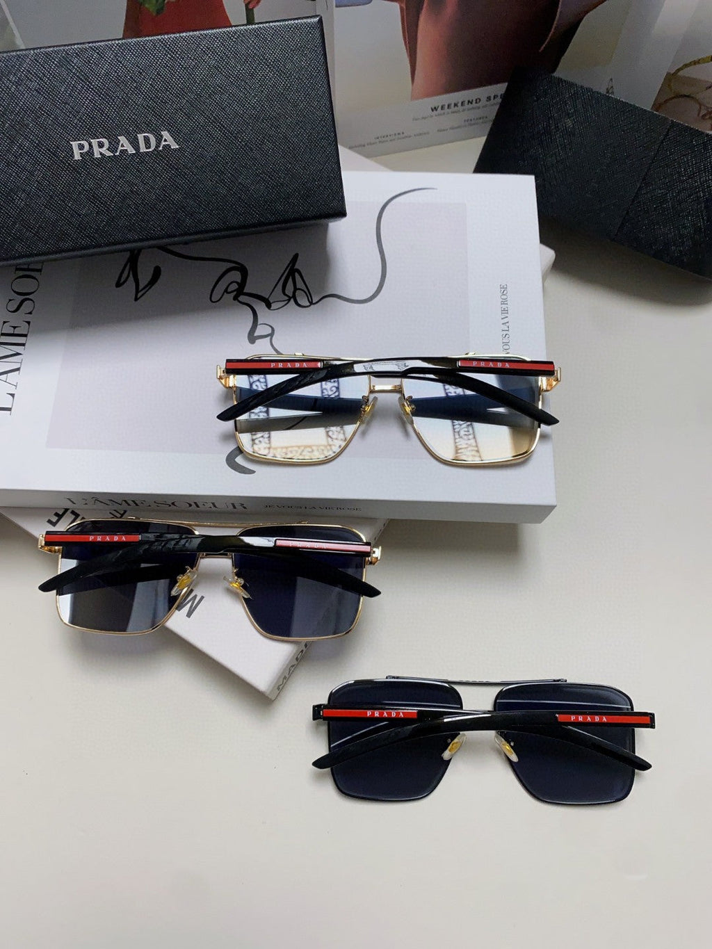 Prada Fashion Blue Lens Sunglasses for Men - 449407 - detail image 8