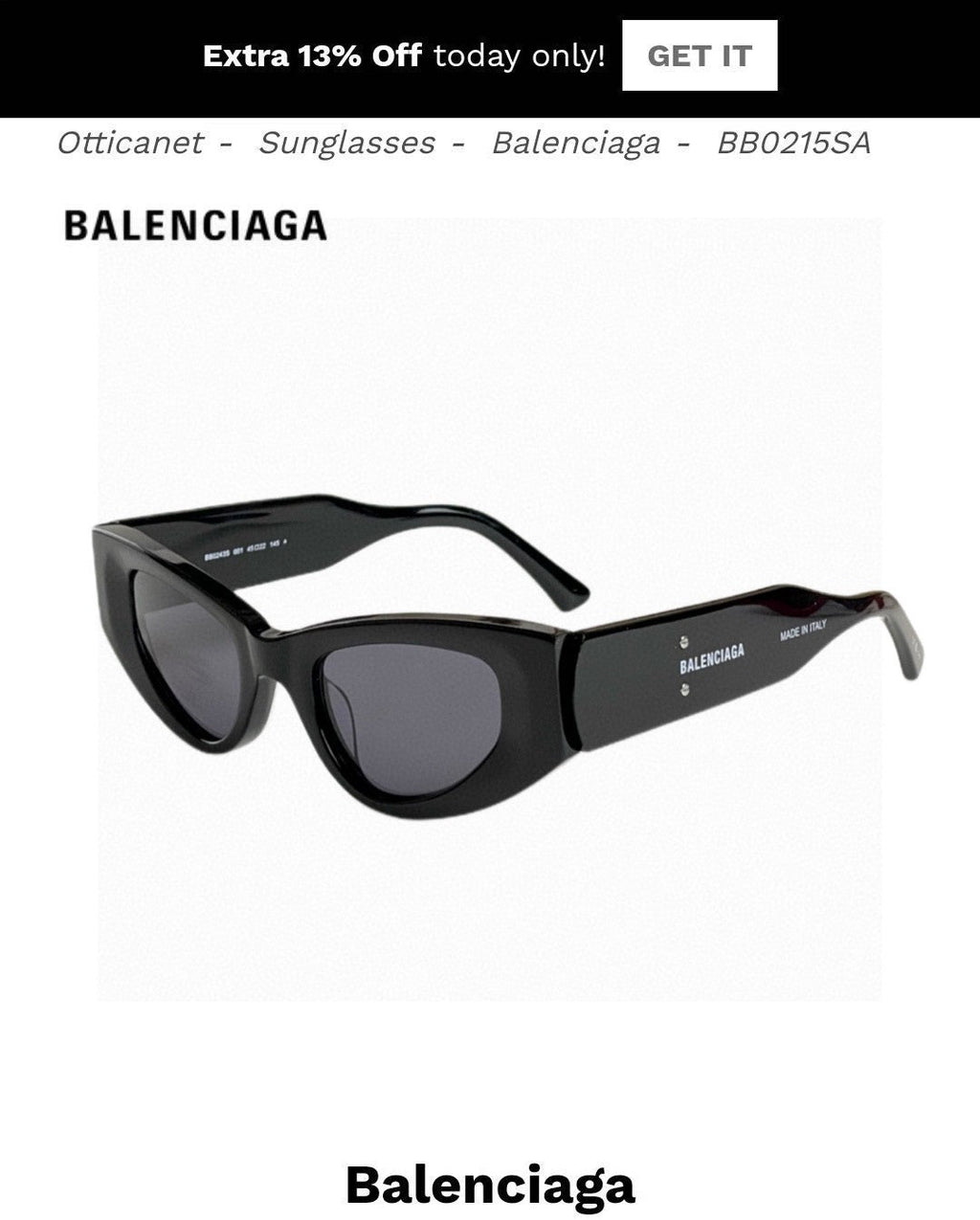 Balenciaga Polarized Cat-Eye Orange Lens Sunglasses for Men & Women - 358649