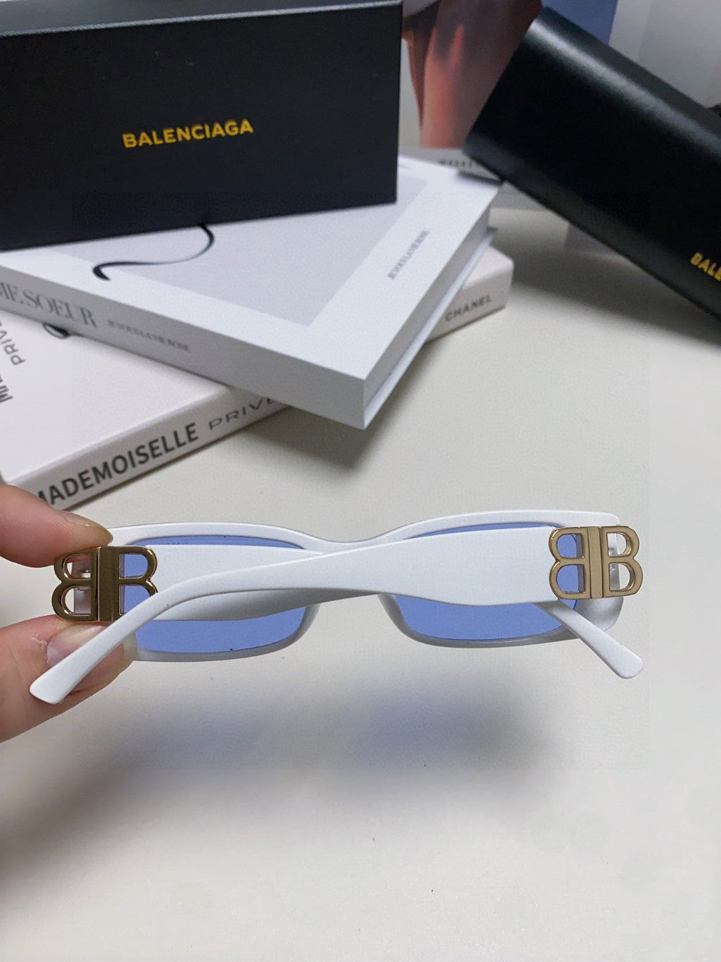 Balenciaga Rectangular Silver Lens Sunglasses for Men & Women - 358650 - detail image 3