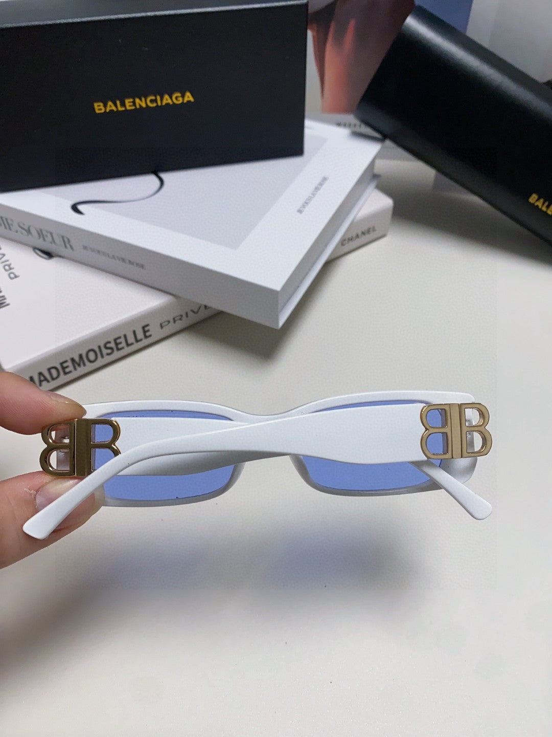 Balenciaga Rectangular Silver Lens Sunglasses for Men & Women - 358650 - detail image 3