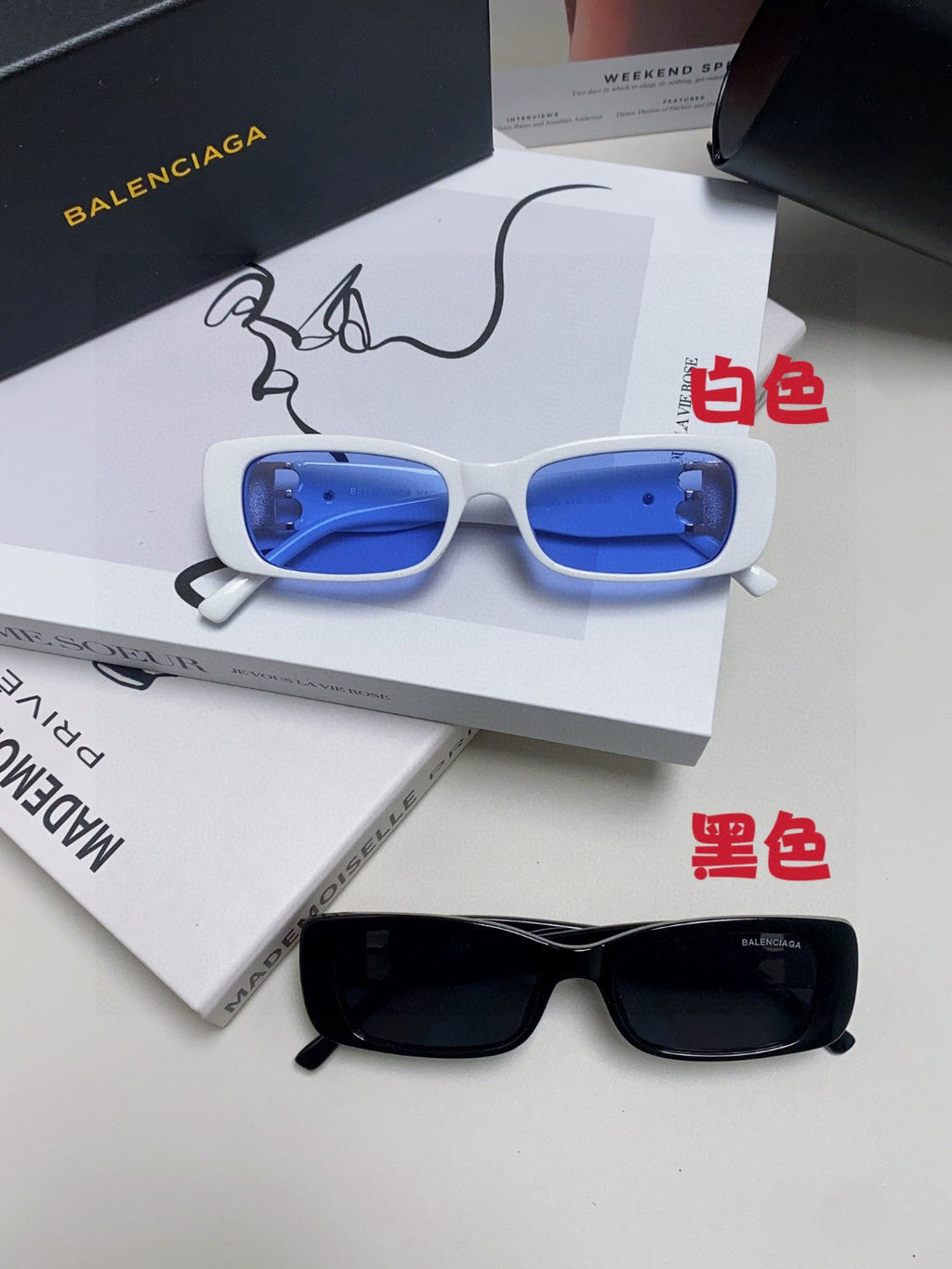 Balenciaga Rectangular Silver Lens Sunglasses for Men & Women - 358650 - detail image 8