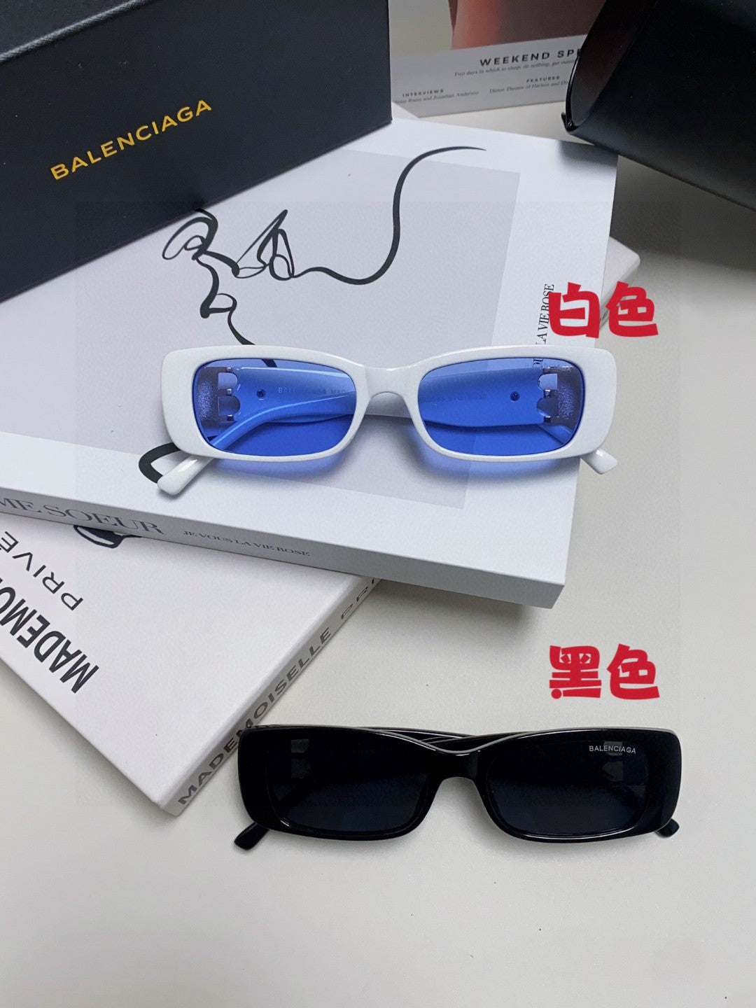 Balenciaga Rectangular Silver Lens Sunglasses for Men & Women - 358650 - detail image 8
