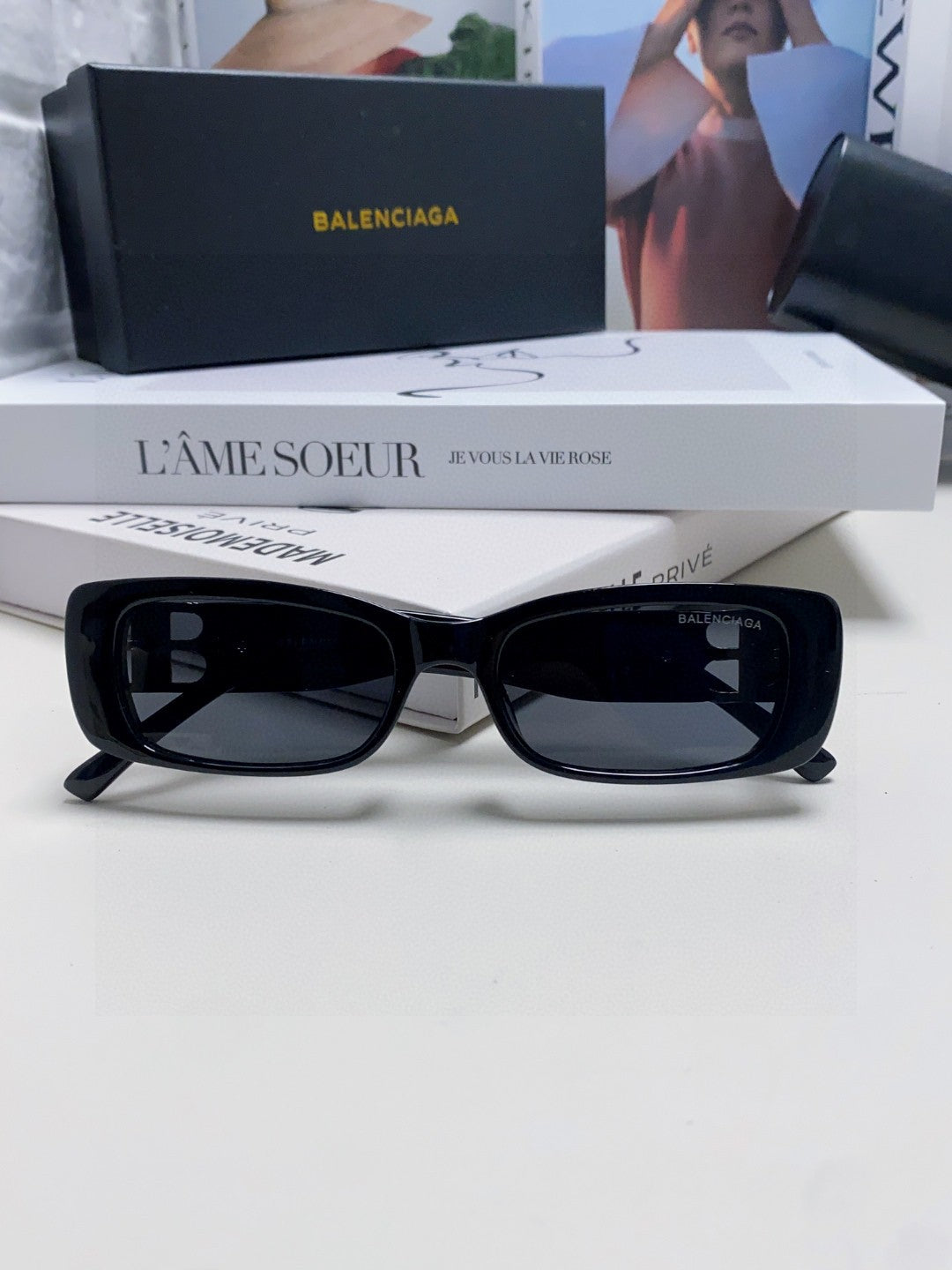 Balenciaga Rectangular Orange Lens Sunglasses for Men & Women - 358651 - detail image 8