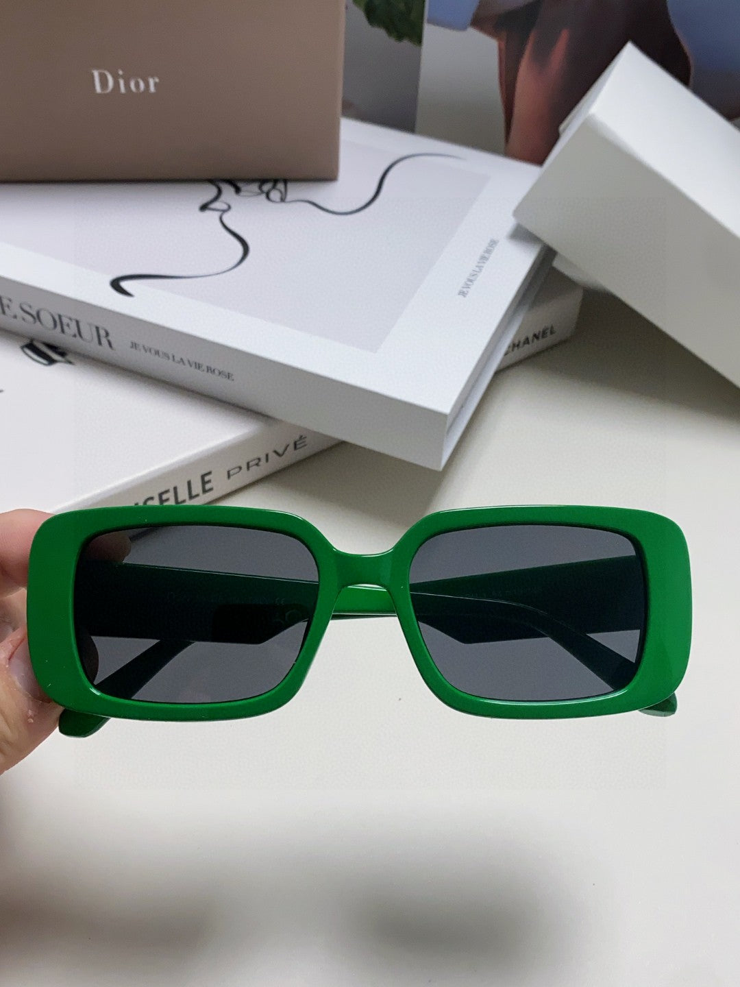 Dior Square Green Lens Sunglasses for Women - 358188 - detail image 3