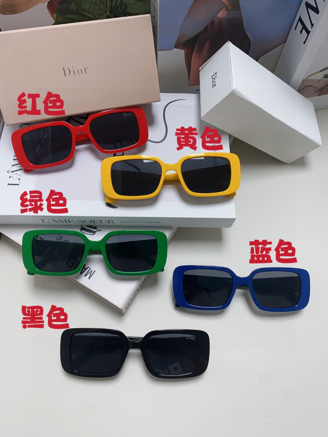 Dior Square Blue Lens Sunglasses for Women - 358189 - detail image 9