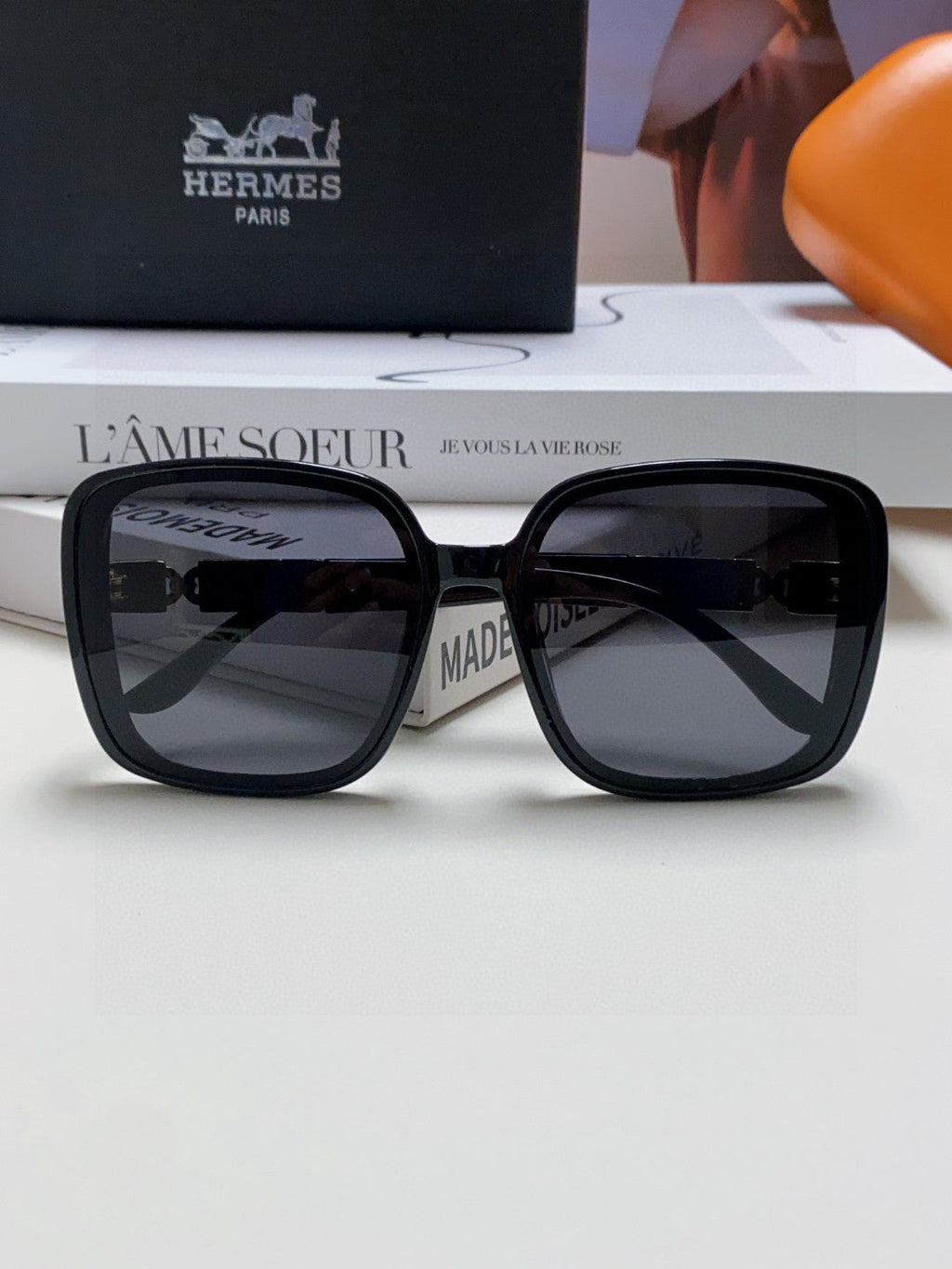Hermès Polarized Square Black Lens Sunglasses for Women - detail image 5