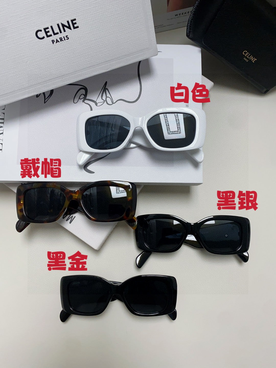 Celine Square Black Lens Sunglasses for Women - 449286 - detail image 8