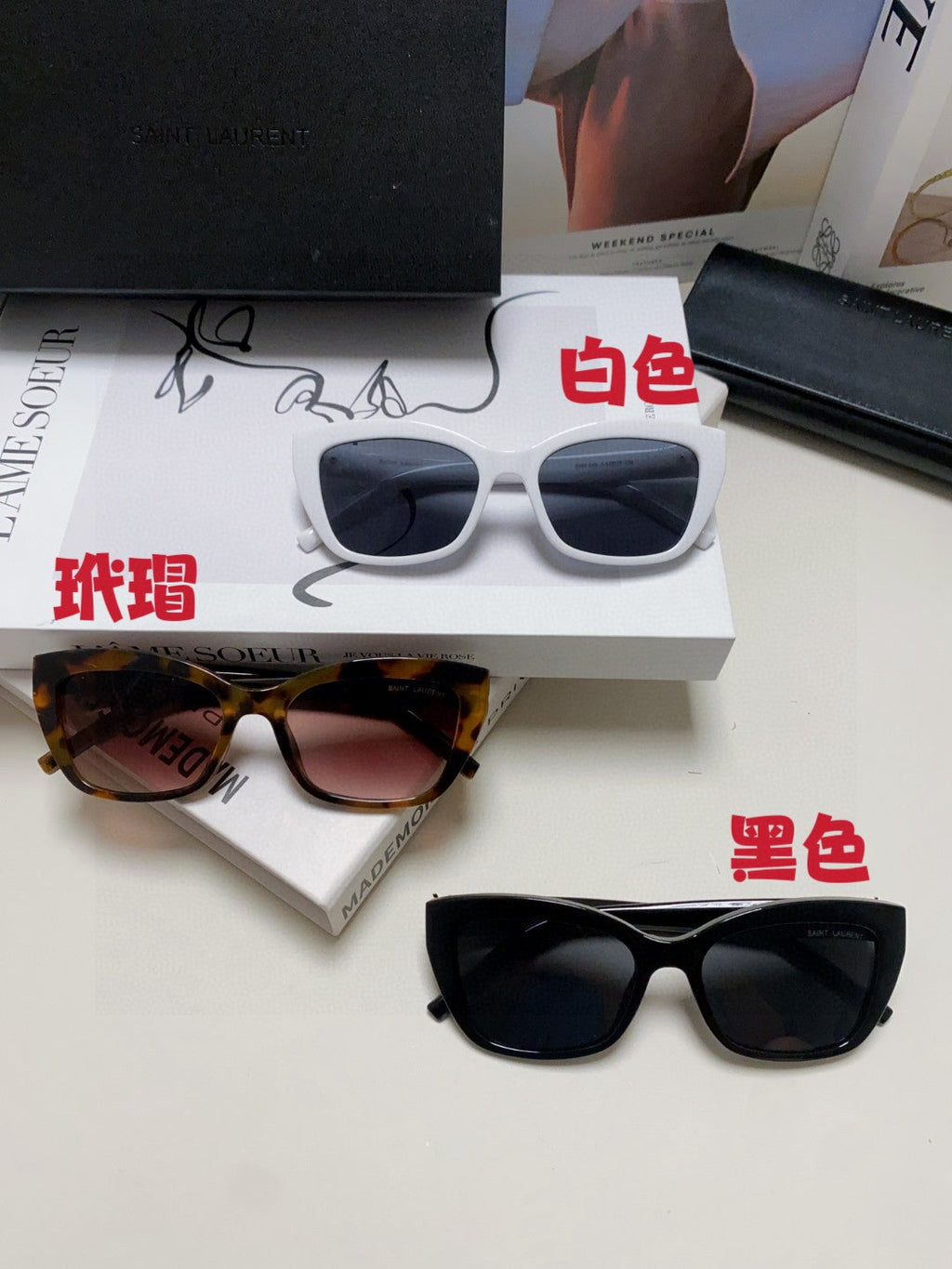 Saint Laurent Polarized Cat-Eye Silver Lens Sunglasses for Women - detail image 9