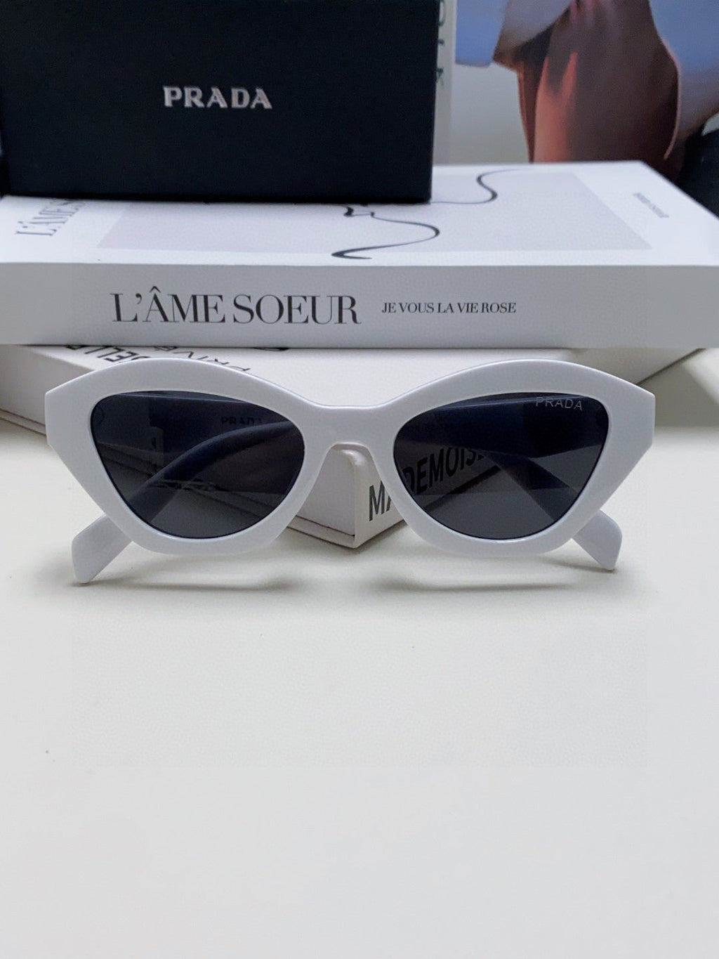 Prada Acetate Cat-Eye Black Lens Sunglasses for Men & Women - 465680 - detail image 8