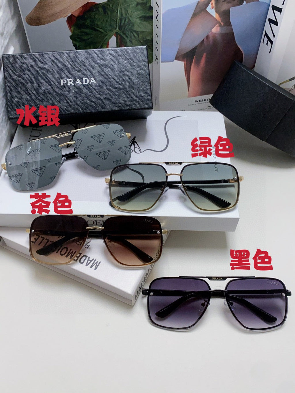 Prada Polarized Square Gray Lens Sunglasses for Men & Women - 465689 - detail image 9