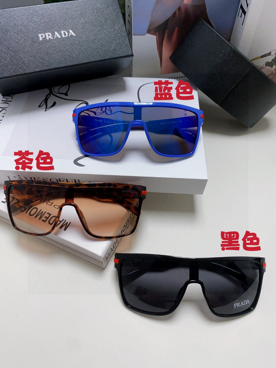 Prada Polarized Oversized Blue Lens Sunglasses for Men & Women - detail image 9