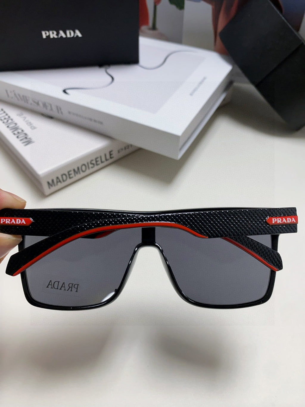 Prada Polarized Oversized Gray Lens Sunglasses for Men & Women - detail image 4