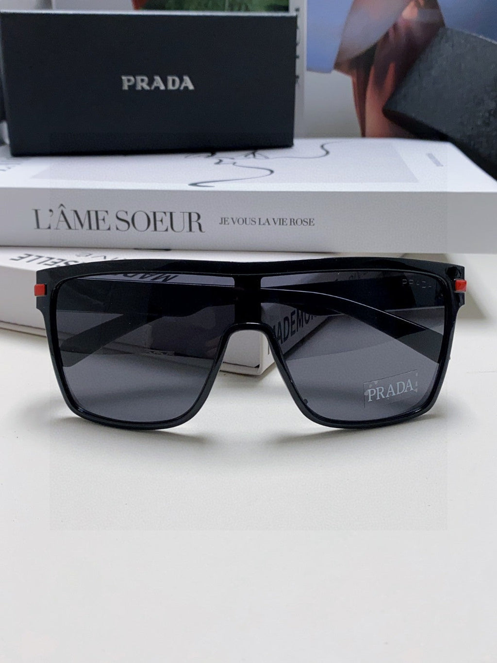 Prada Polarized Oversized Gray Lens Sunglasses for Men & Women - detail image 6