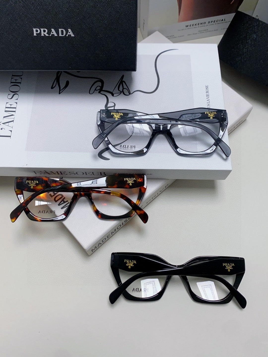 Prada Cat-Eye Silver Lens Sunglasses for Men & Women - detail image 8