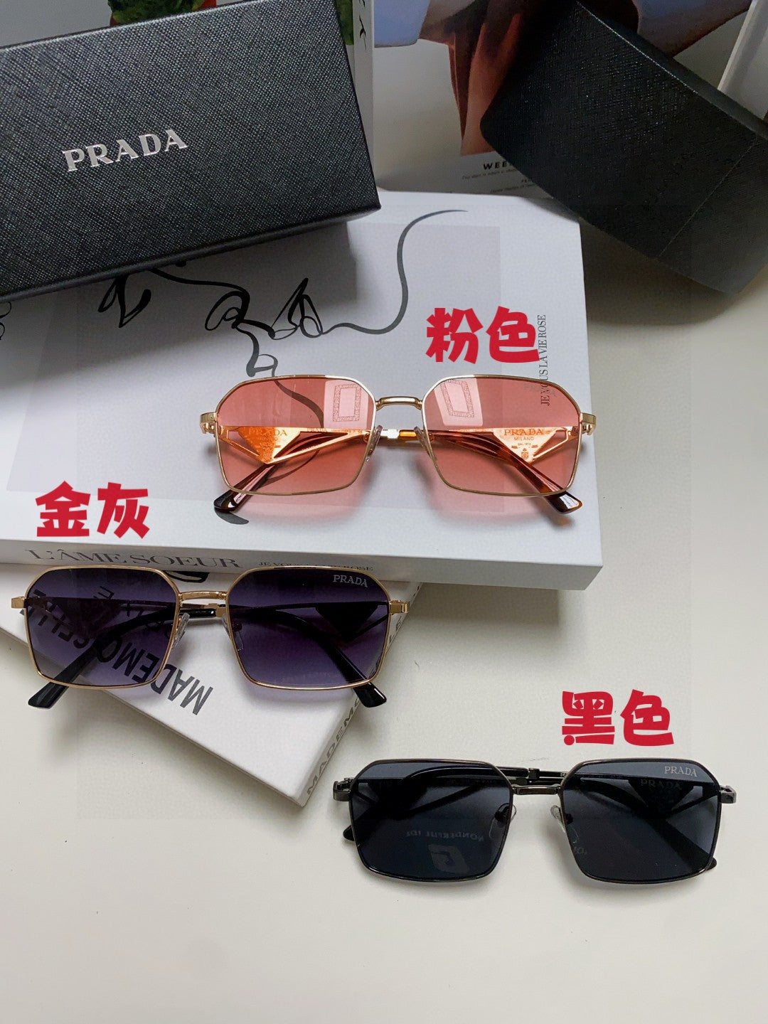 Prada Square Red Lens Sunglasses for Men & Women - 465529 - detail image 9