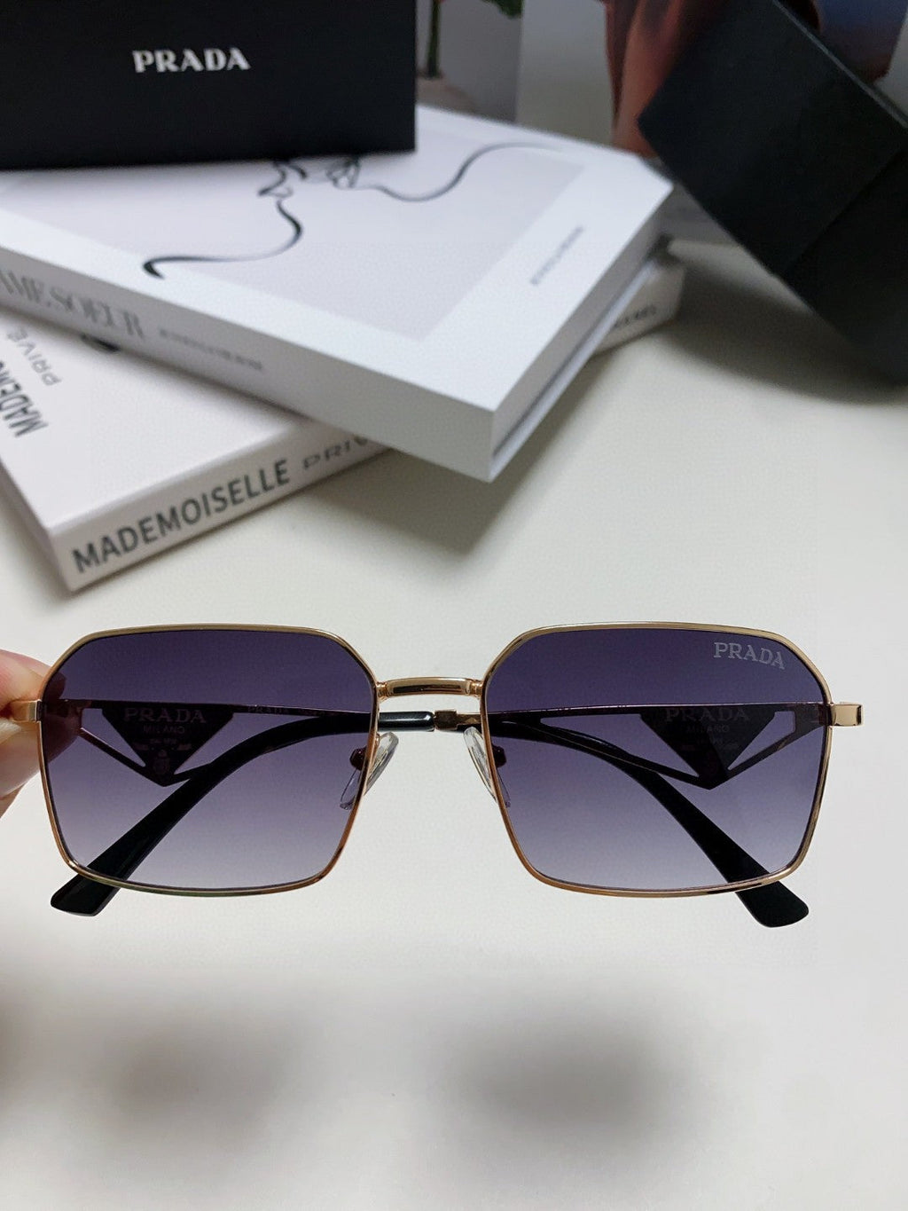 Prada Square Blue Lens Sunglasses for Men & Women - 465530 - detail image 3