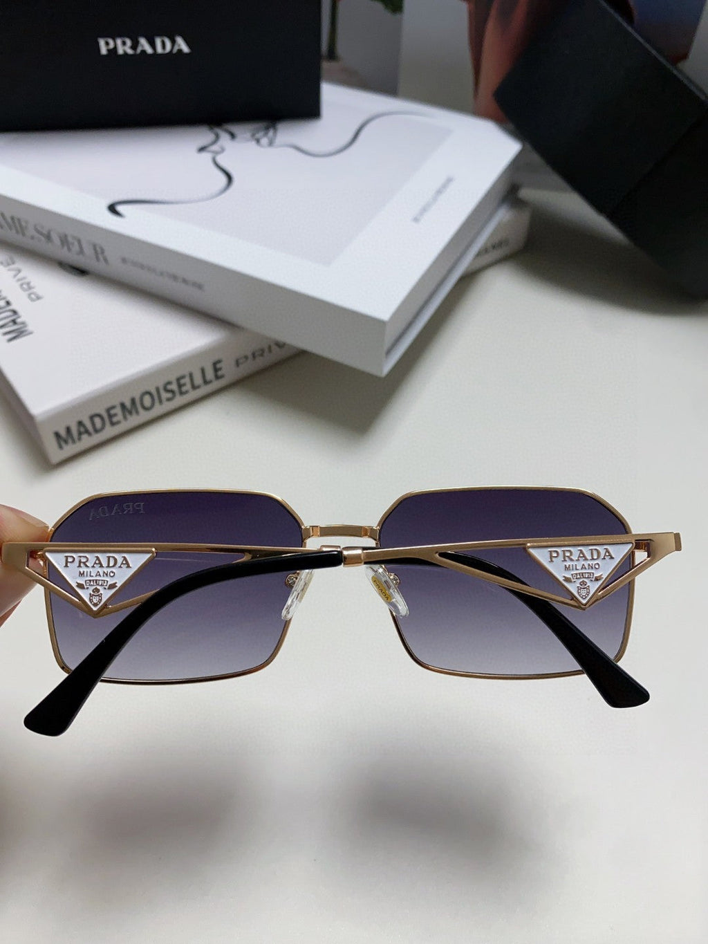 Prada Square Blue Lens Sunglasses for Men & Women - 465530 - detail image 4