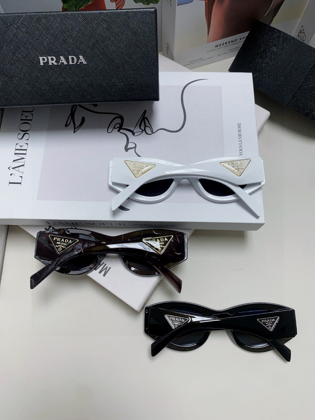 Prada Cat-Eye Blue Lens Sunglasses for Men & Women - 465545 - detail image 8