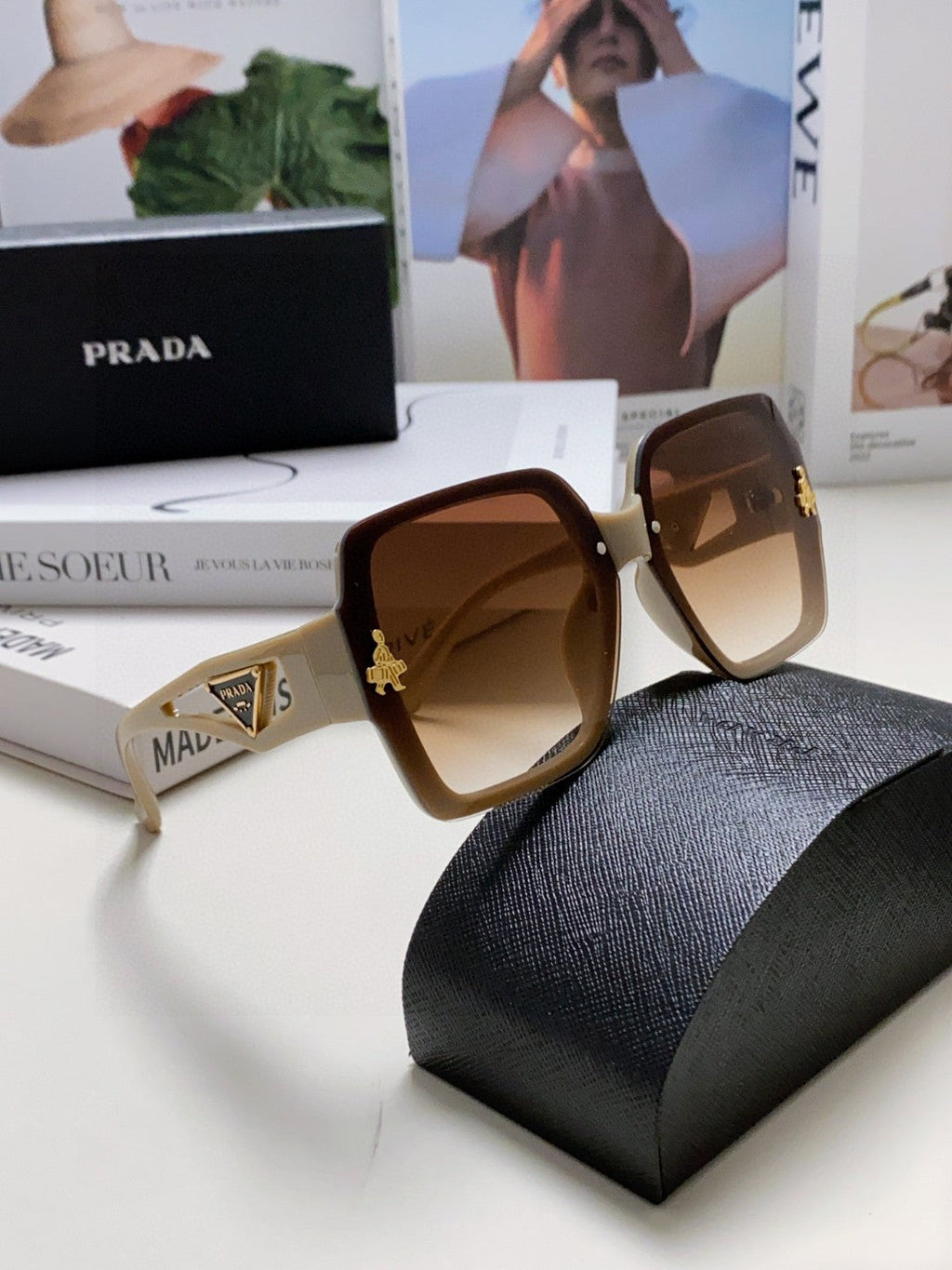 Prada Polarized Oversized Brown Lens Sunglasses for Men & Women - 465549 - detail image 7