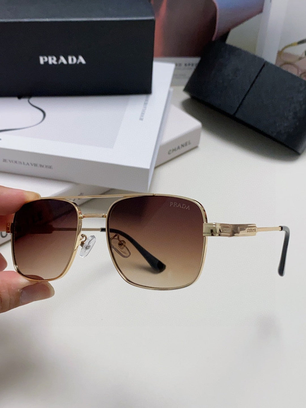 Prada Square Silver Lens Sunglasses for Men & Women - detail image 4