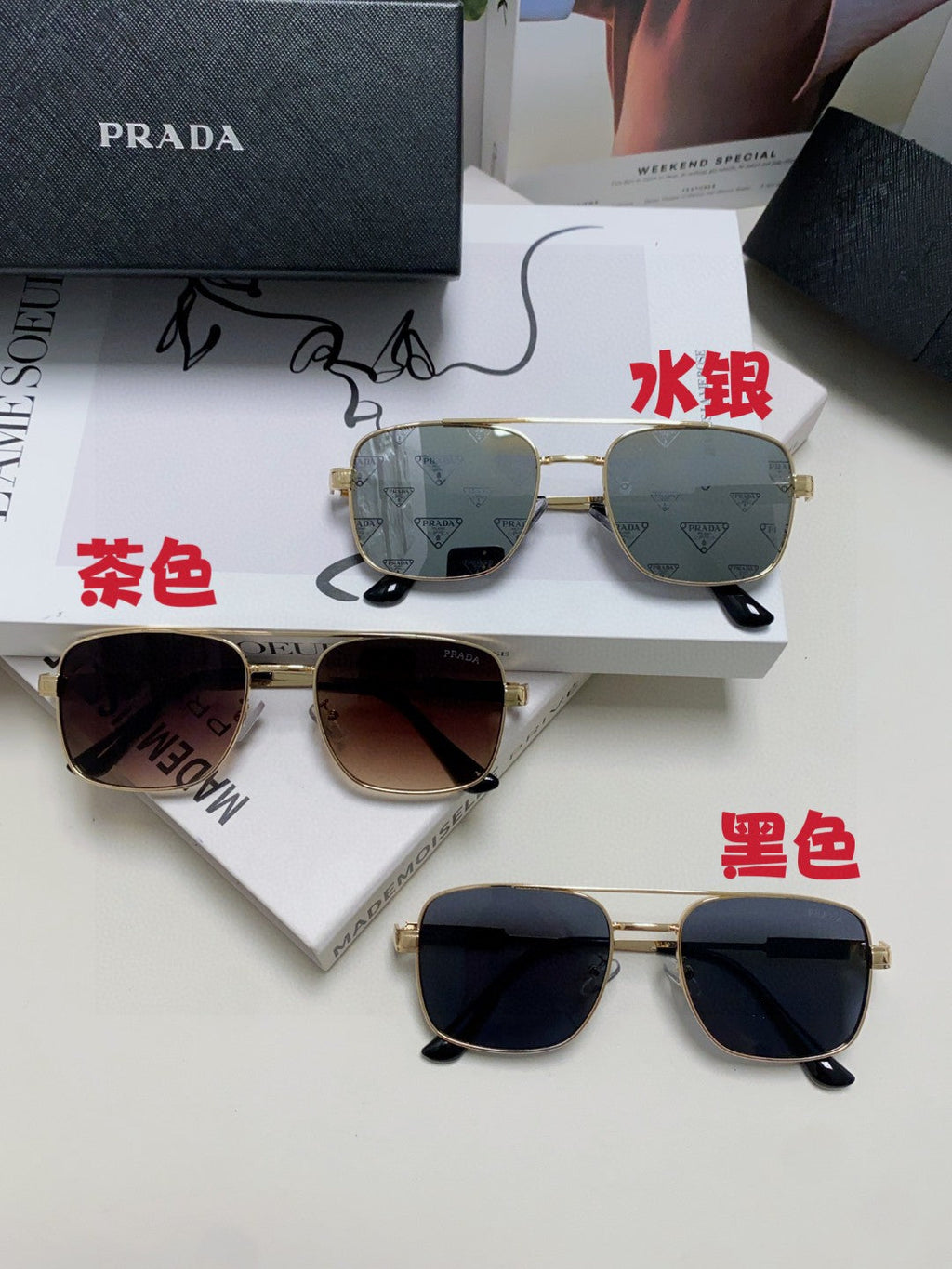 Prada Square Silver Lens Sunglasses for Men & Women - 432161 - detail image 8