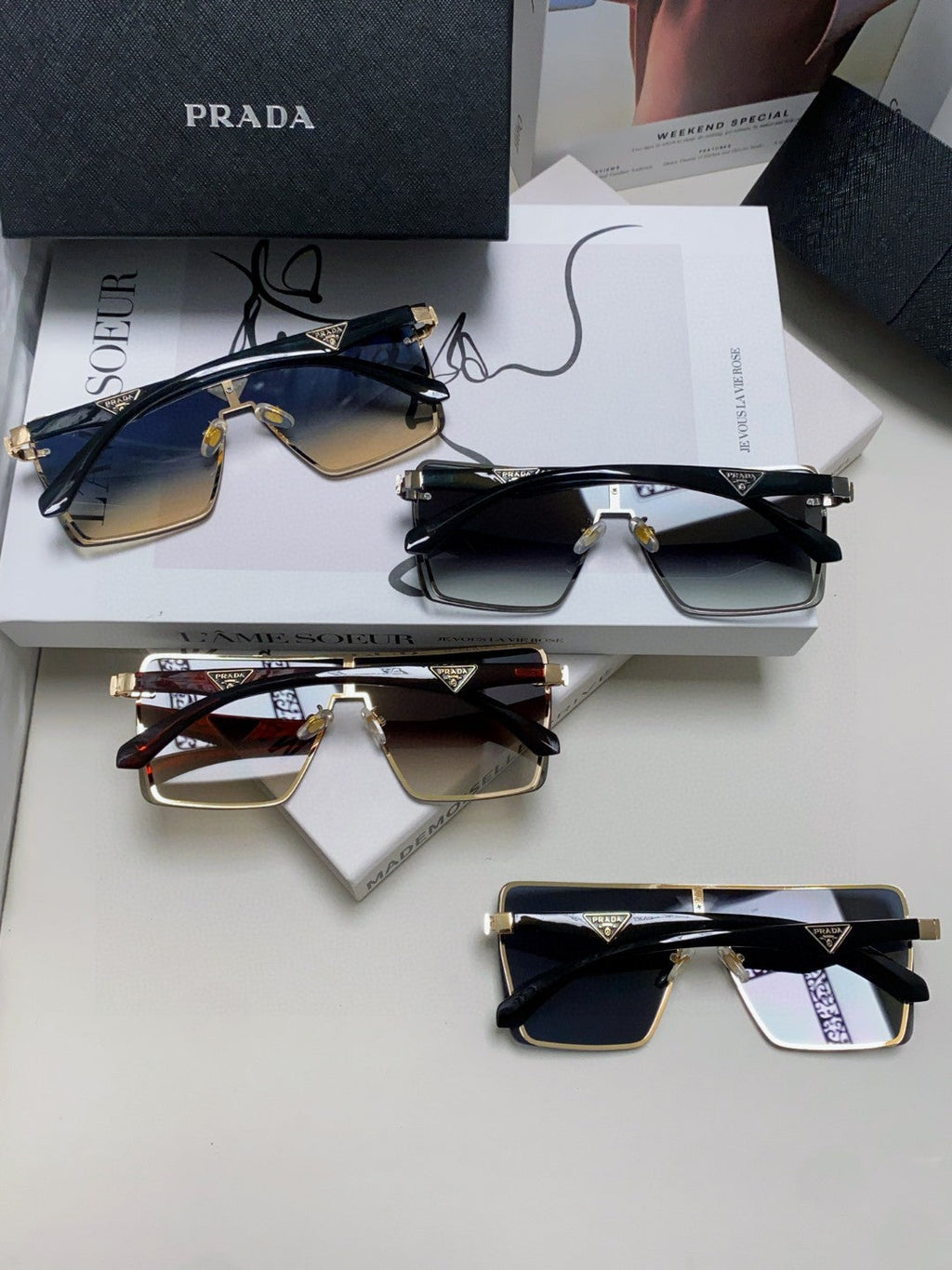 Prada Oversized Silver Lens Sunglasses for Men & Women - 487179 - detail image 8