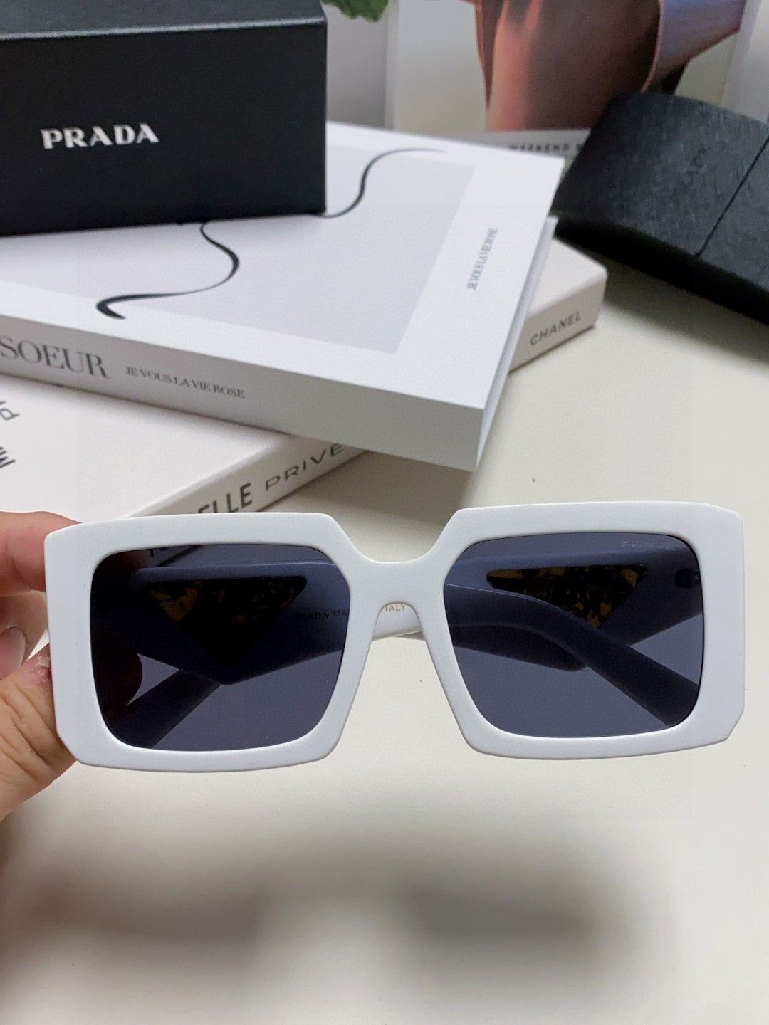 Prada Metal Oversized Silver Lens Sunglasses for Men - 432170 - detail image 3