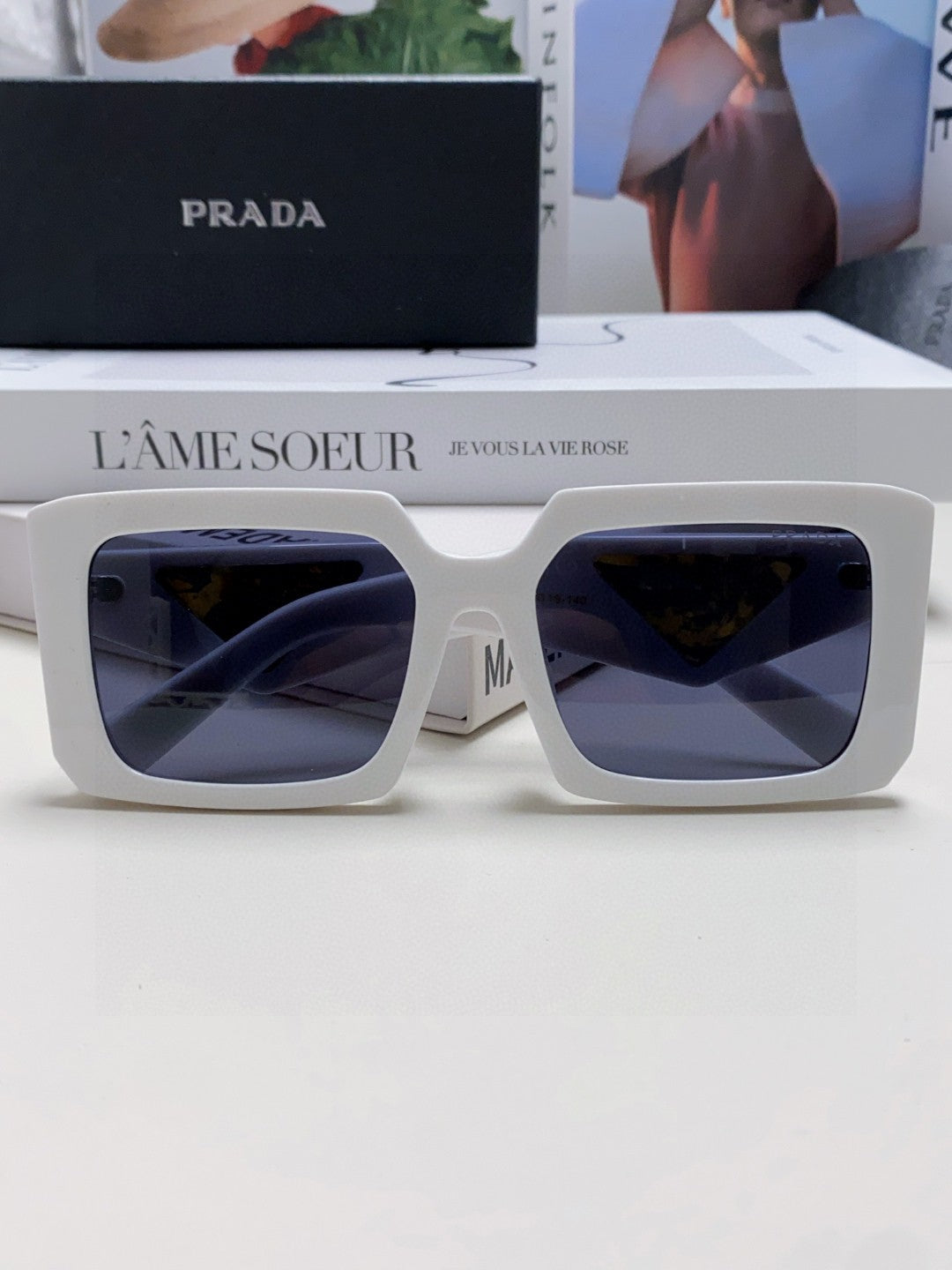 Prada Metal Oversized Silver Lens Sunglasses for Men - 432170 - detail image 6