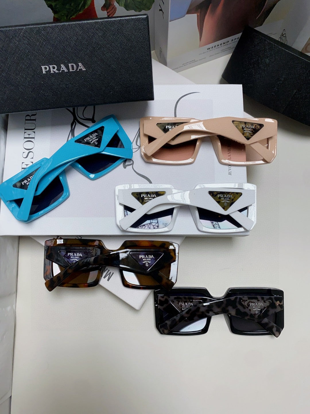 Prada Metal Oversized Silver Lens Sunglasses for Men - 432170 - detail image 8