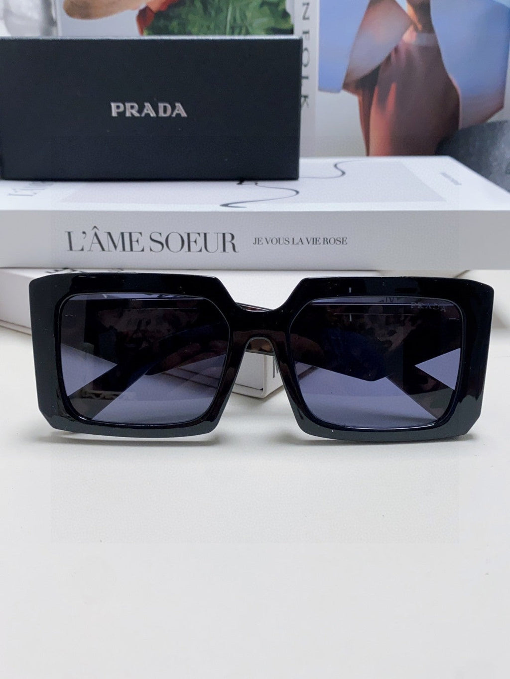 Prada Metal Oversized Blue Lens Sunglasses for Men - detail image 6