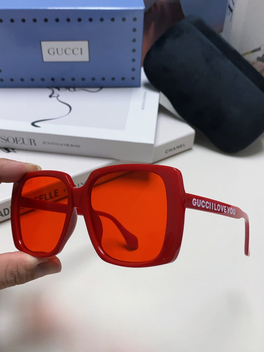 Gucci Oversized Red Lens Sunglasses for Women - 997556 - detail image 5