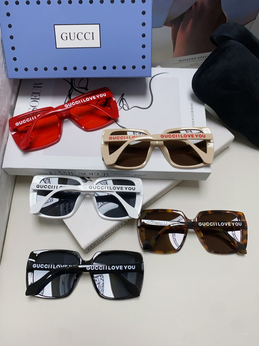 Gucci Oversized Red Lens Sunglasses for Women - 997556 - detail image 8