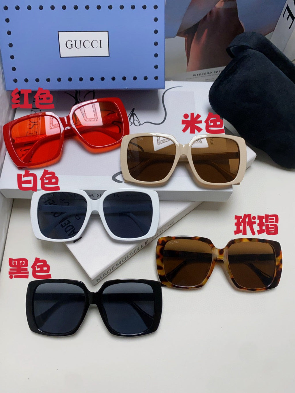 Gucci Oversized Red Lens Sunglasses for Women - detail image 9