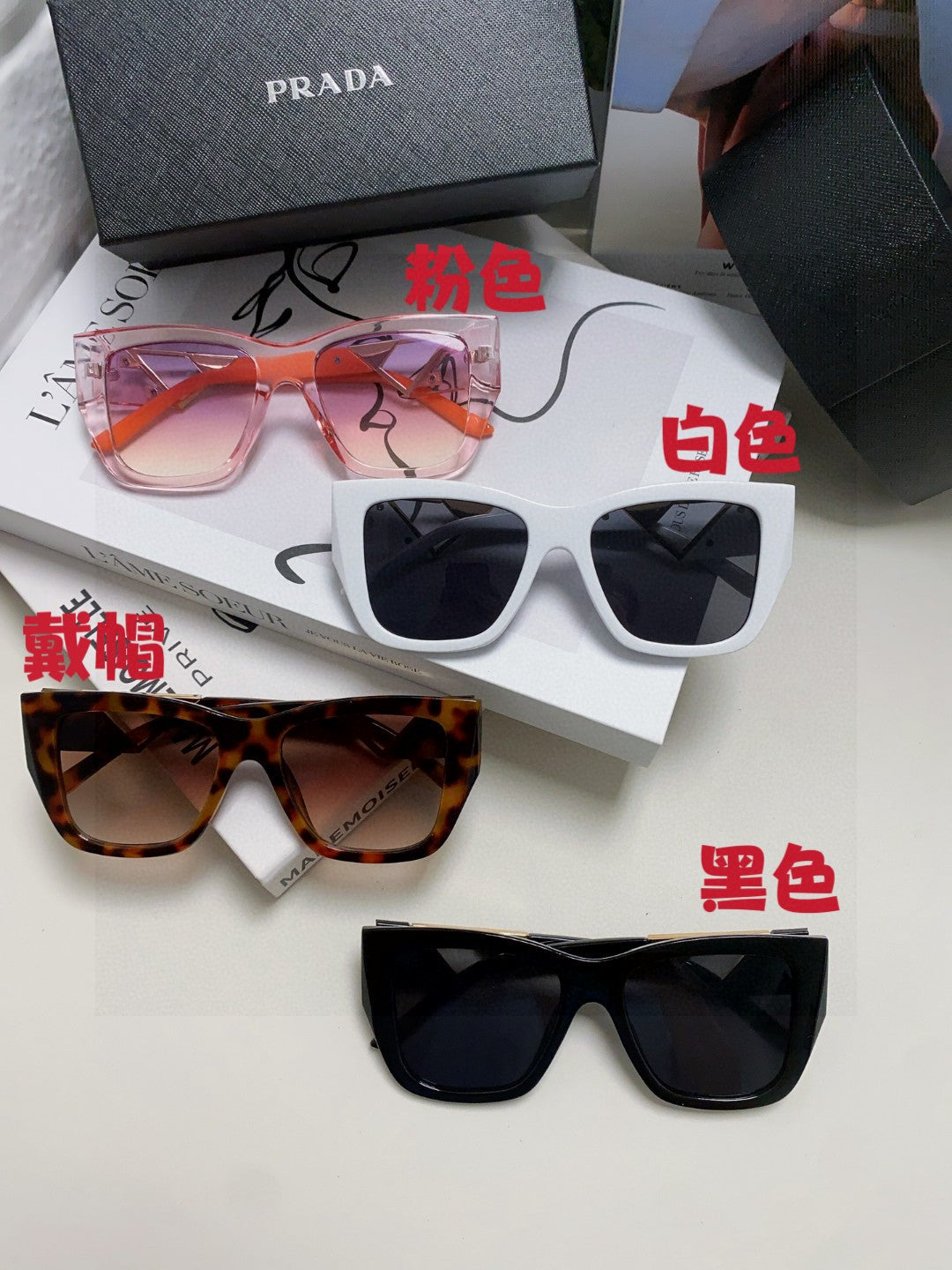 Prada Square Red Lens Sunglasses for Women - 382688 - detail image 9