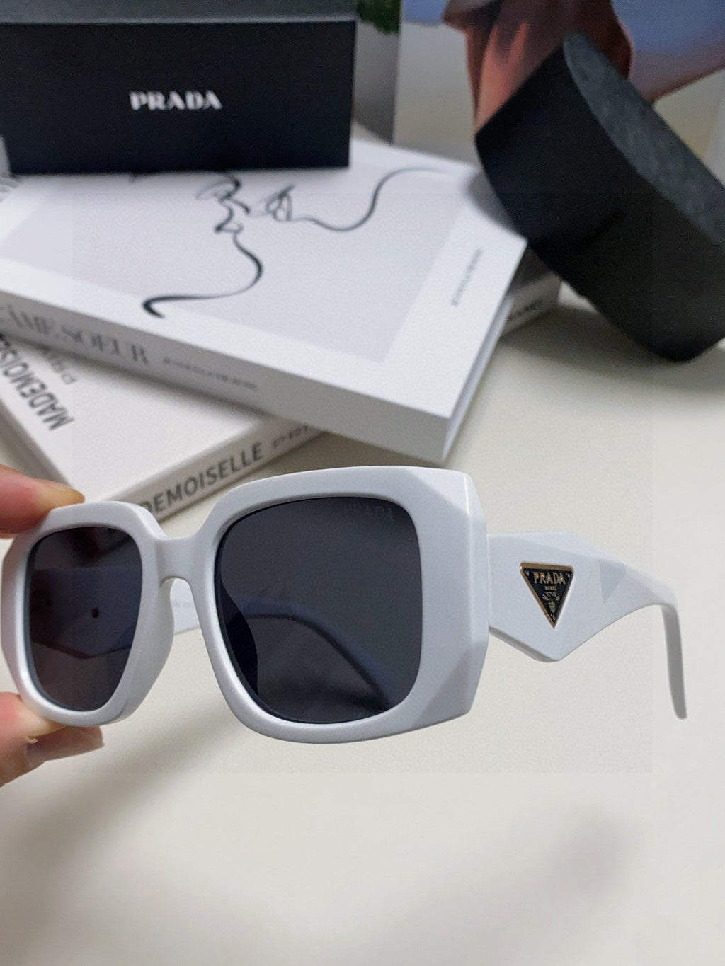 Prada Square Blue Lens Sunglasses for Women - 382690 - detail image 4