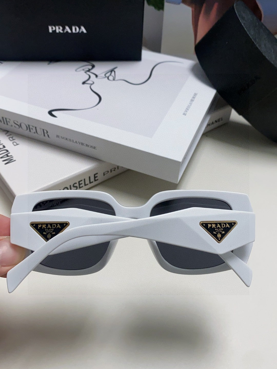 Prada Square Blue Lens Sunglasses for Women - 382690 - detail image 3