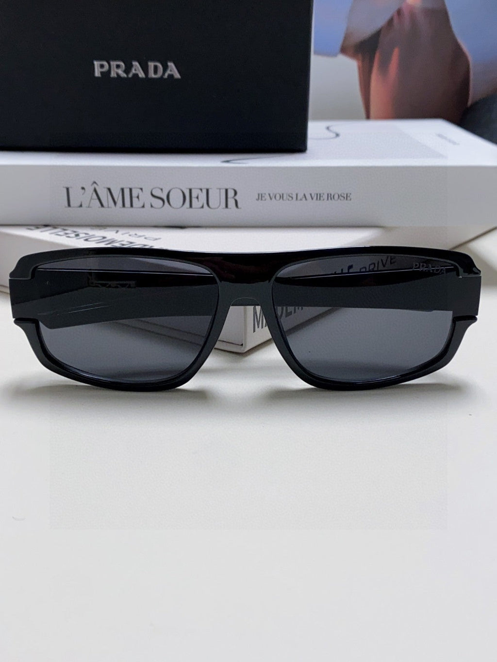 Prada Square Black Lens Sunglasses for Men & Women - 382694 - detail image 8