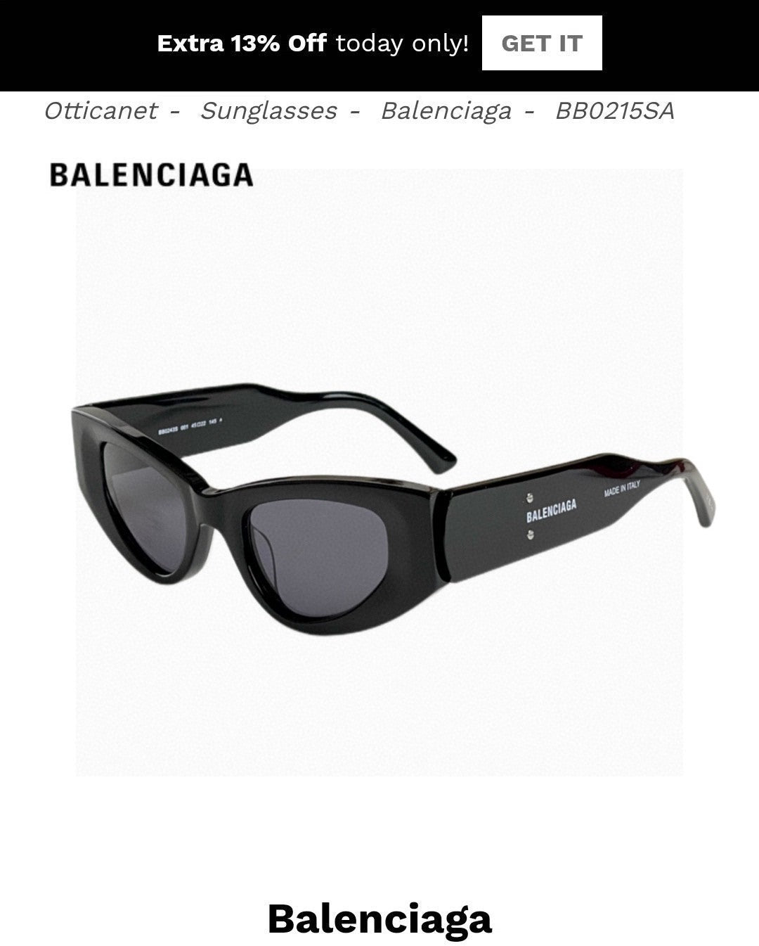 Balenciaga Polarized Cat-Eye Orange Lens Sunglasses for Men & Women - 416101