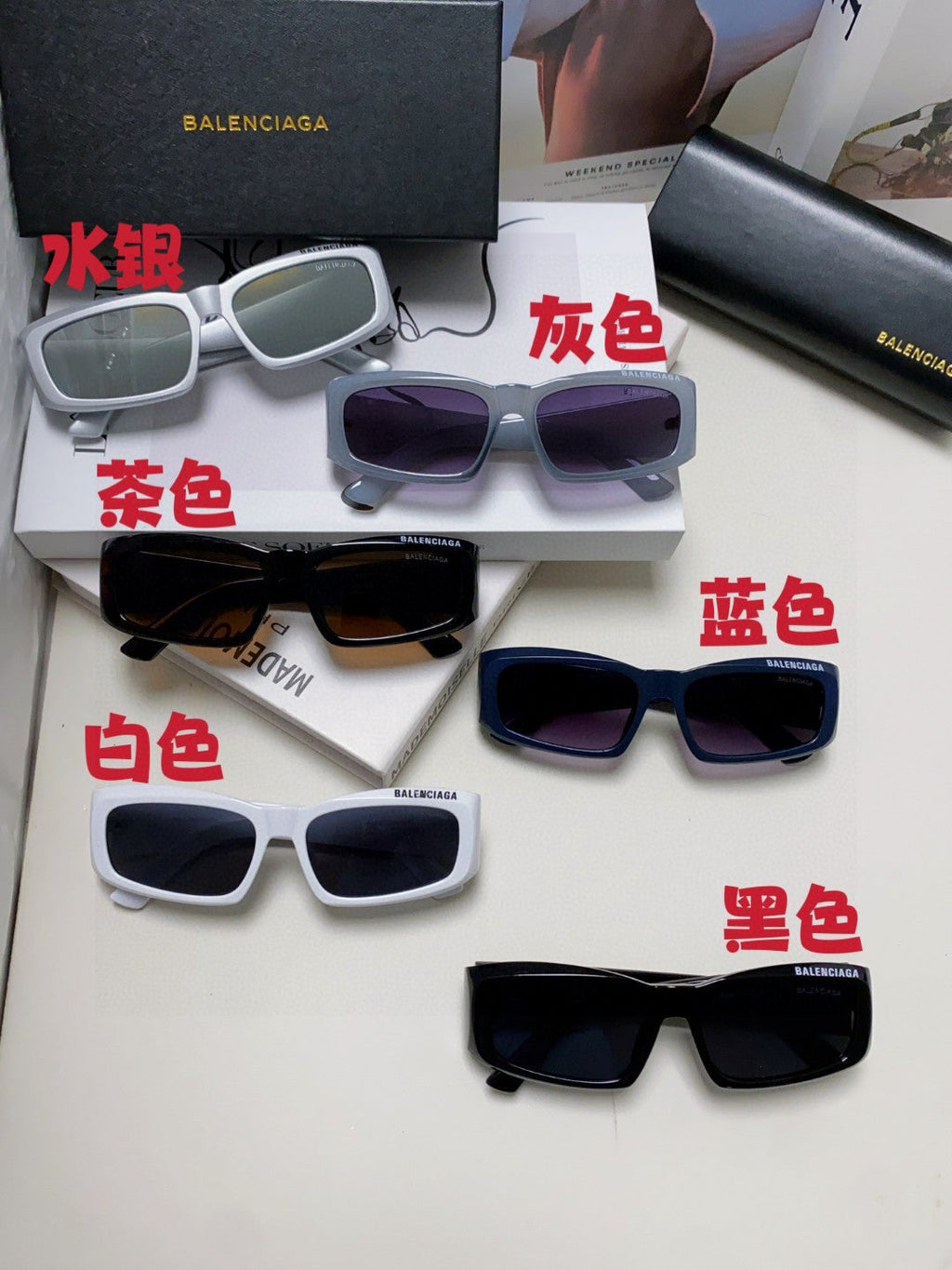 Balenciaga Square Silver Lens Sunglasses for Men & Women - 416104 - detail image 9