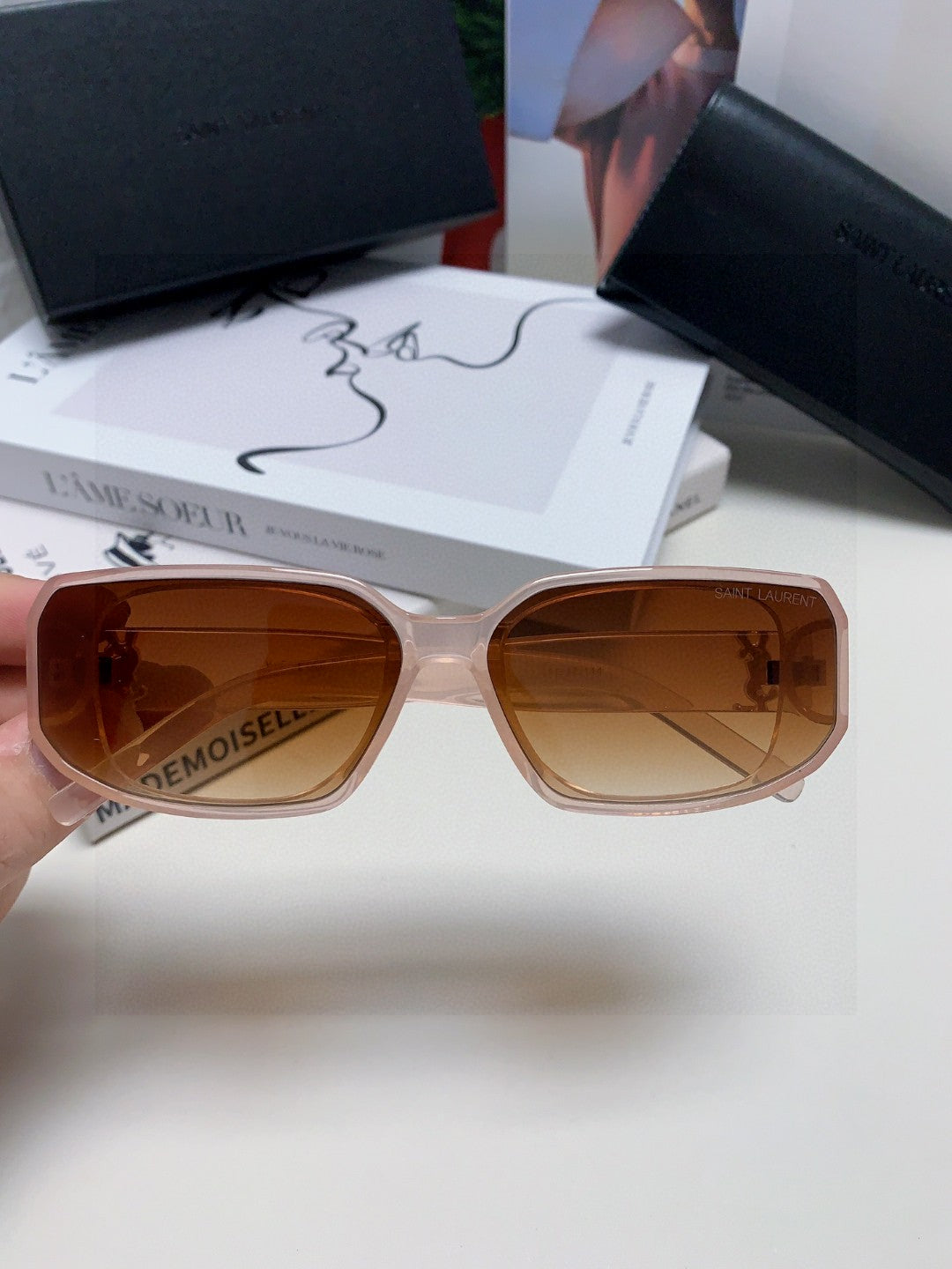 Saint Laurent Blue-Light Cat-Eye Brown Lens Sunglasses for Men & Wome - 415552 - detail image 2