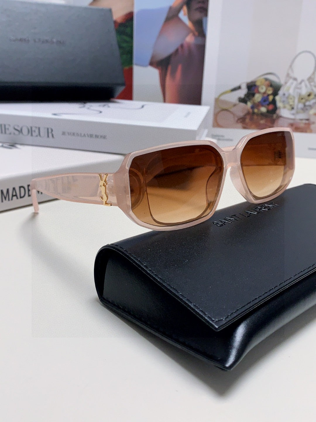Saint Laurent Blue-Light Cat-Eye Brown Lens Sunglasses for Men & Women - detail image 5