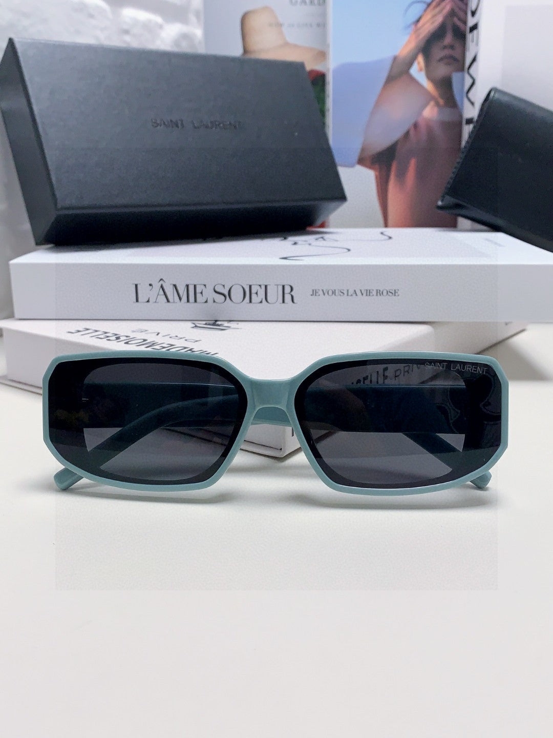 Saint Laurent Blue-Light Cat-Eye Black Lens Sunglasses for Men & Wome - 415553 - detail image 5