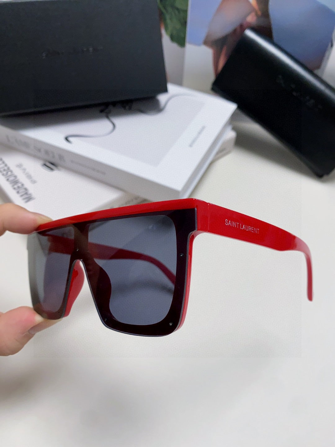 Saint Laurent Acetate Oversized Blue Lens Sunglasses for Men & Women - 415561 - detail image 4