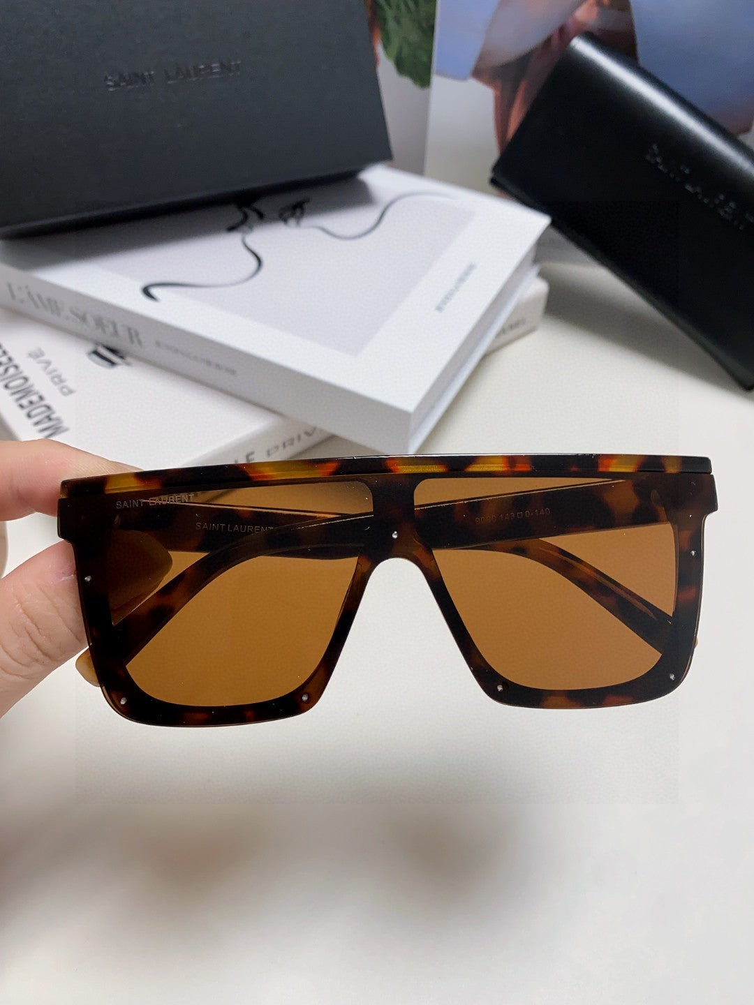 Saint Laurent Acetate Oversized Brown Lens Sunglasses for Men & Women - detail image 2