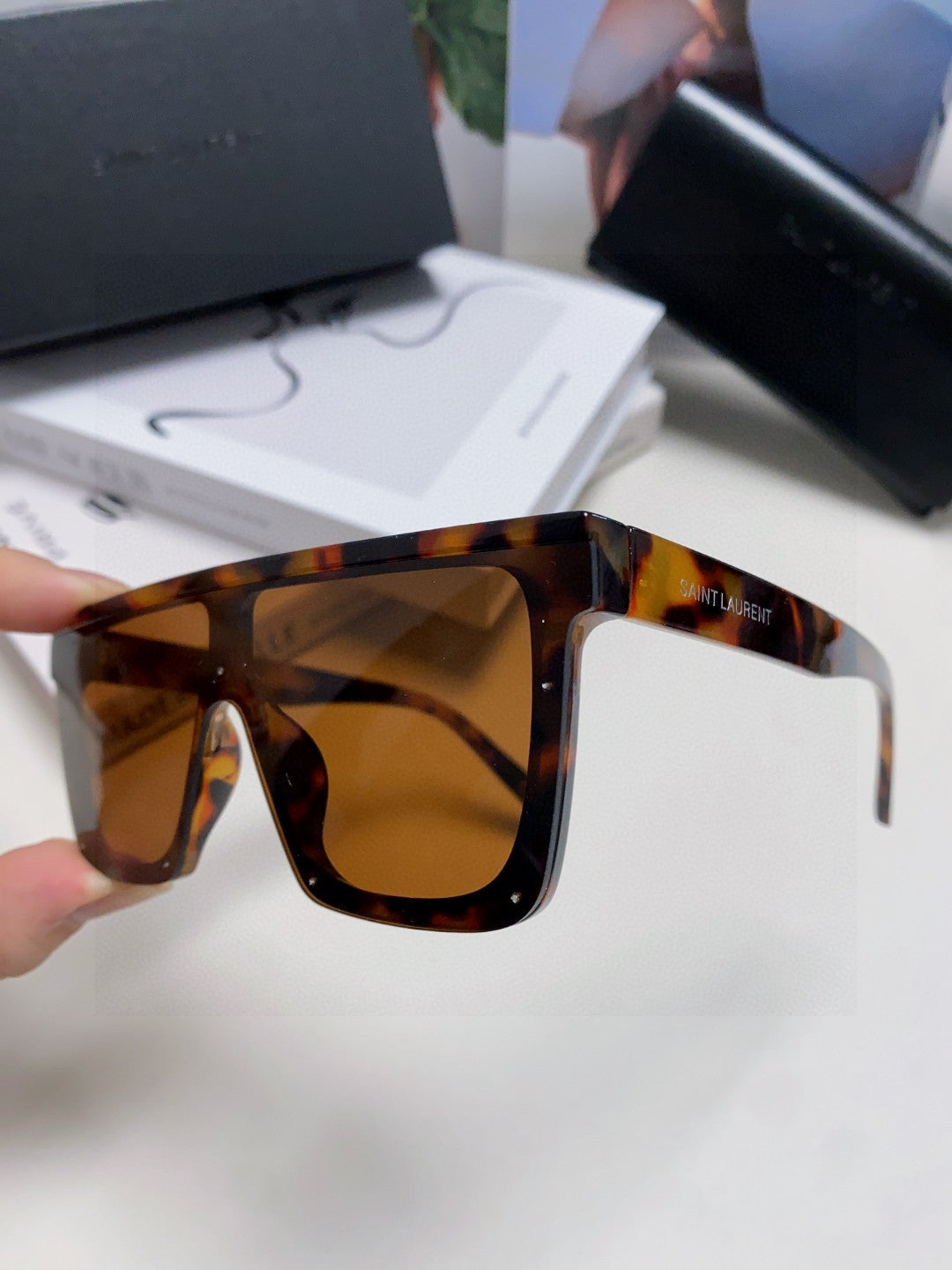 Saint Laurent Acetate Oversized Brown Lens Sunglasses for Men & Women - 415562 - detail image 4