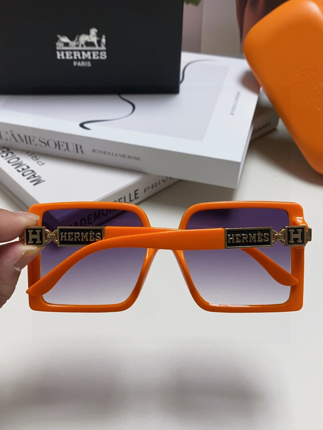 Hermès Square Red Lens Sunglasses for Women - 416515 - detail image 3