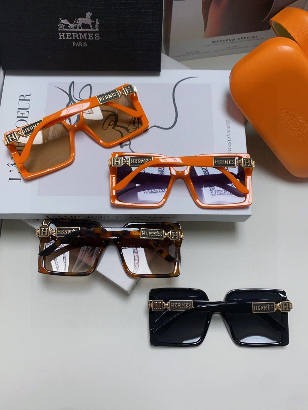 Hermès Square Red Lens Sunglasses for Women - 416515 - detail image 7