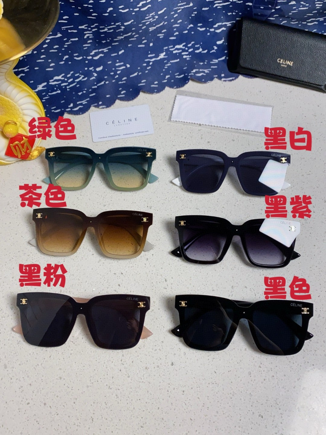 Celine Polarized Square Silver Lens Sunglasses for Men & Women - detail image 12