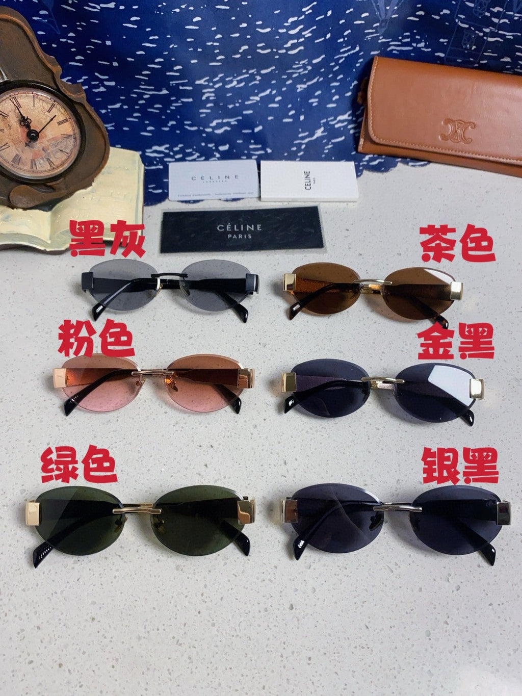 Celine Metal Round Red Lens Sunglasses for Men & Women - detail image 12