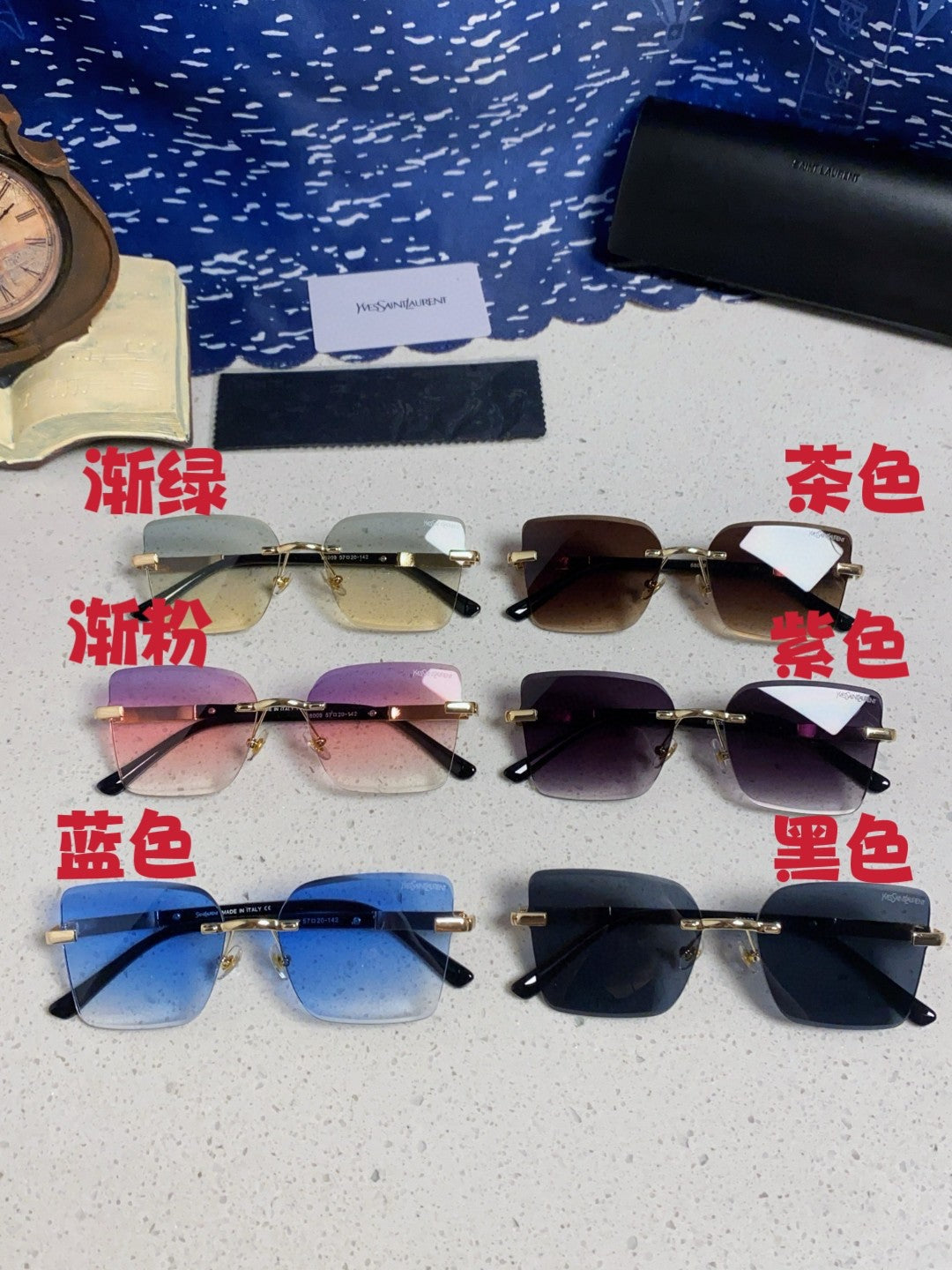 Saint Laurent Lightweight Rimless Silver Lens Sunglasses for Men & Women - detail image 12